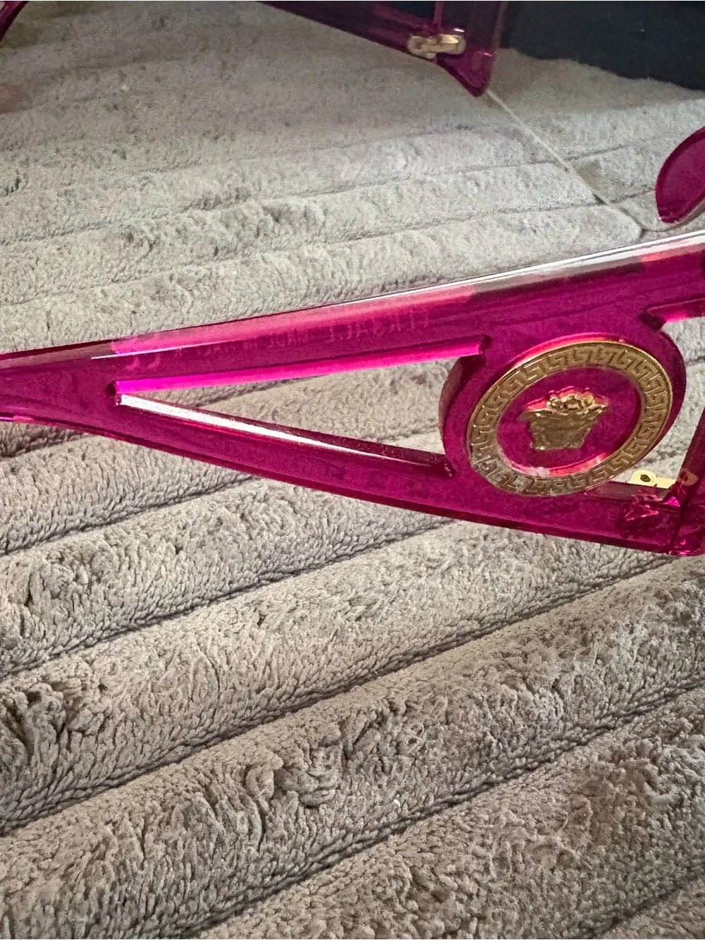 Versace Hot Pink Shield Sunglasses with Interchangeable Lenses